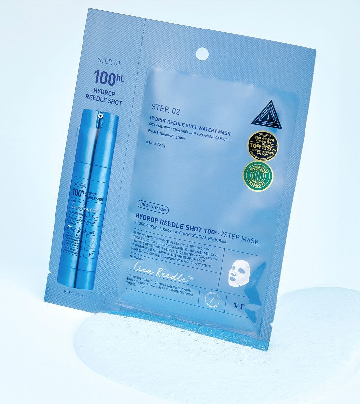 VT COSMETICS HYDROP REEDLE SHOT 100hL 2 STEP MASK - Hydrating Face Mask ...