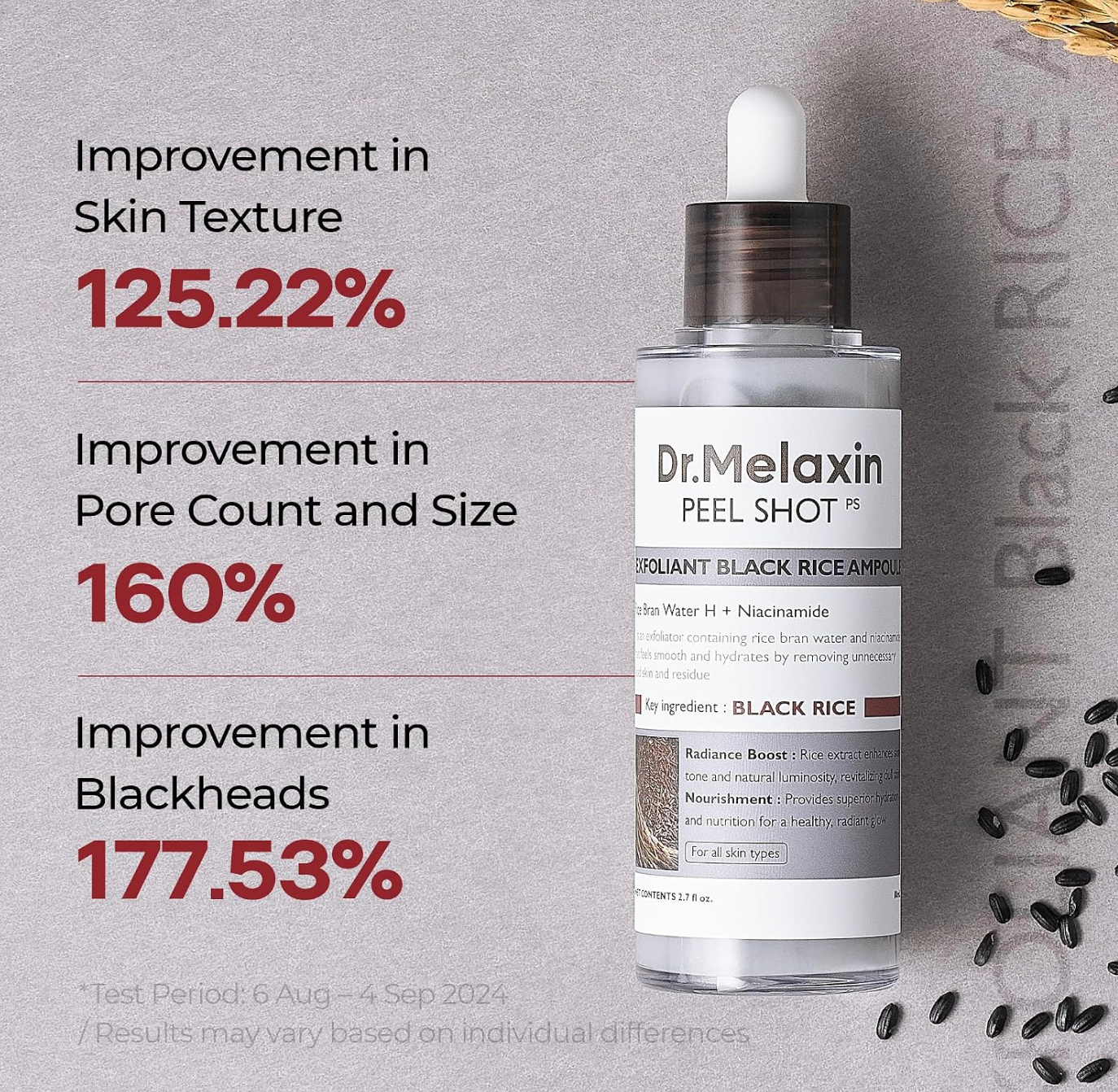 DR.MELAXIN PEEL SHOT Peeling-Ampulle mit schwarzem Reis