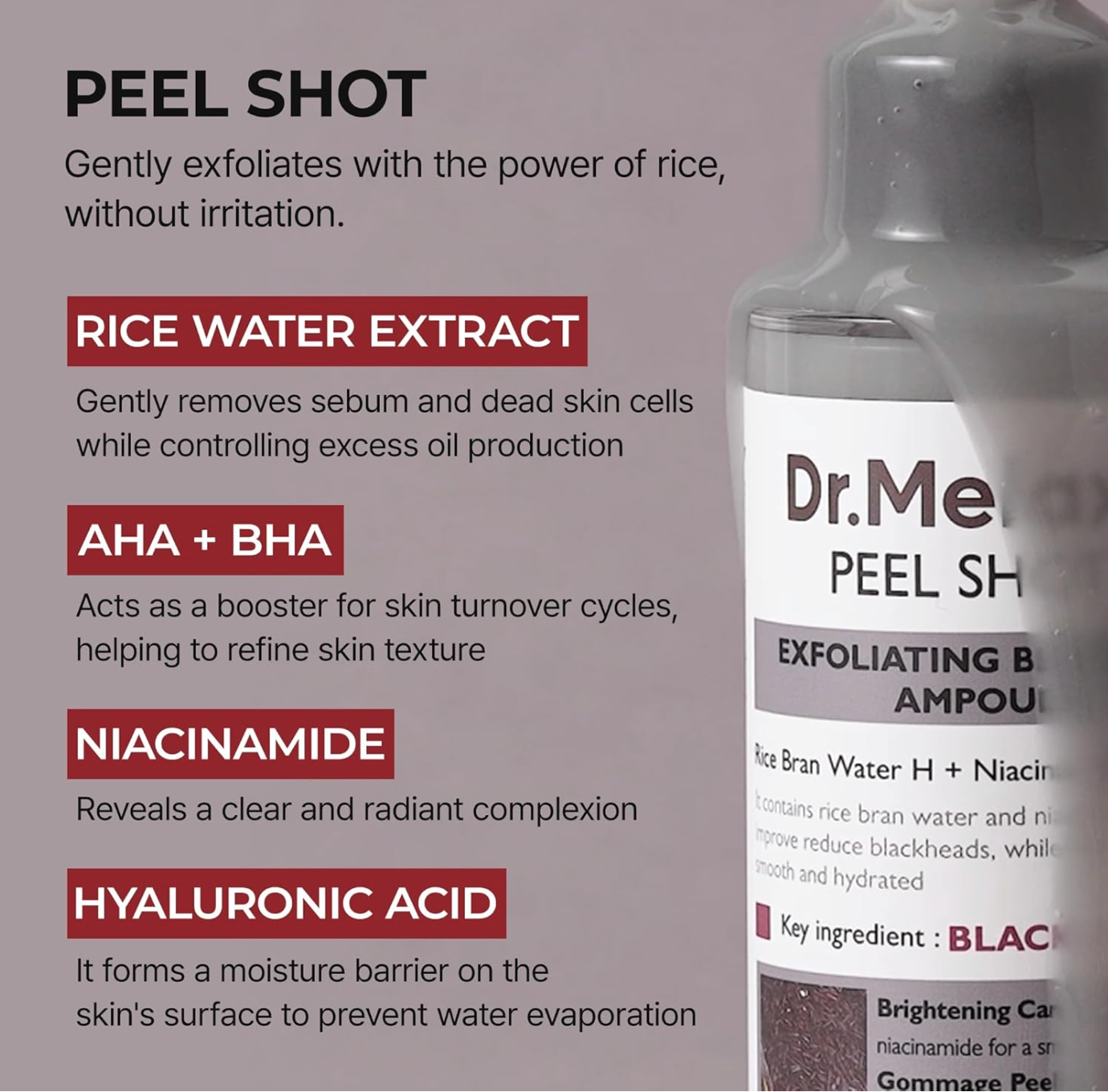 DR.MELAXIN PEEL SHOT Peeling-Ampulle mit schwarzem Reis