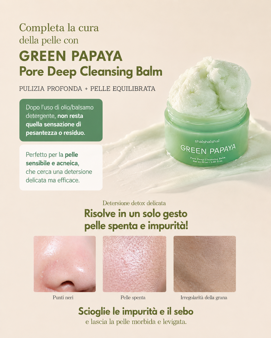 shaishaishai GREEN PAPAYA Poren tiefenreinigender Balsam