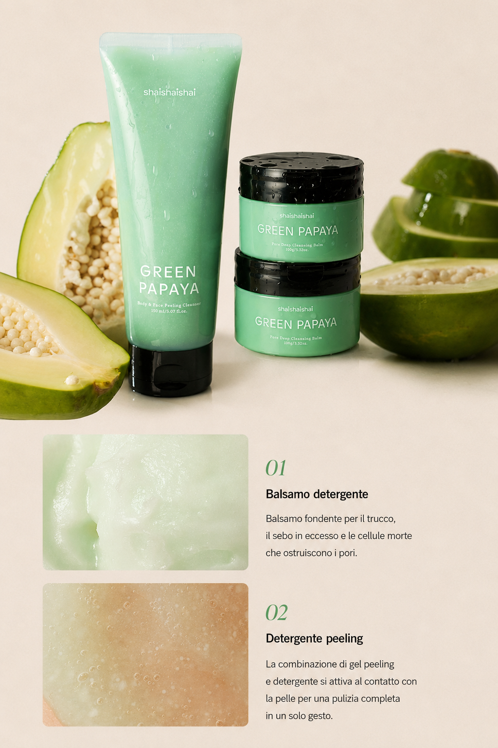 shaishaishai GREEN PAPAYA Poren tiefenreinigender Balsam