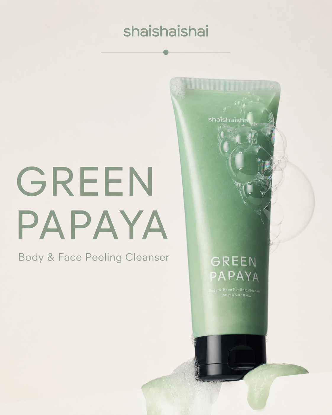 shaishaishai GRÜNE PAPAYA Peelingreiniger für Körper &amp; Gesicht
